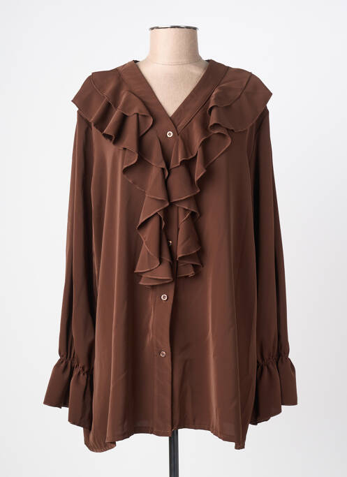 Chemisier coupe fluide manches longues marron NEW COLLECTION femme