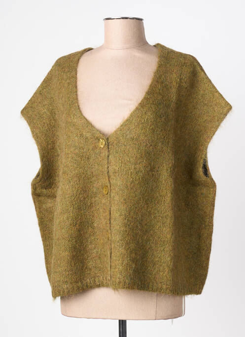 Gilet sans manche fermeture boutonnée sur le devant vert GRACE & MILA femme