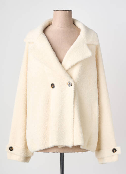 Manteau court coupe droite beige LOLA ESPELETA femme