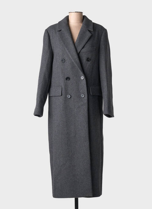 Manteau long coupe droite sans capuche gris GRACE & MILA femme