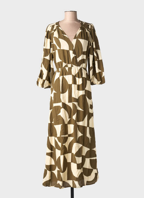 Robe longue imprimé fantaisie manches 3/4 vert GRACE & MILA femme