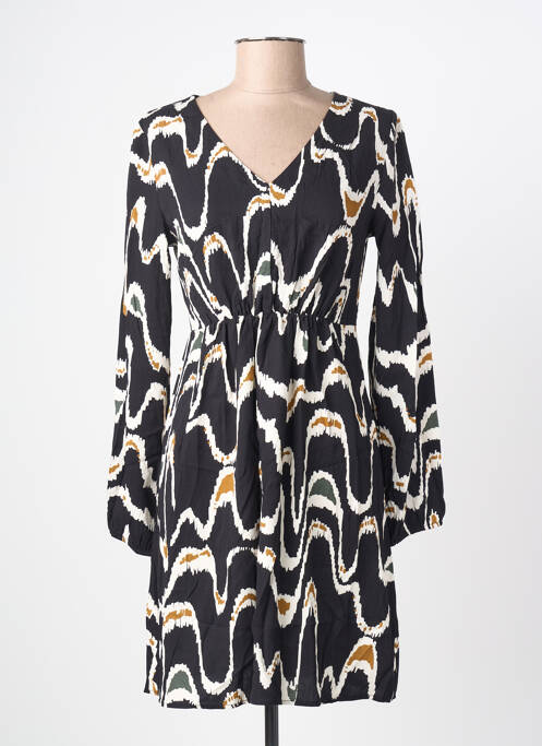 Robe mi-longue imprimé fantaisie manches longues noir LOLA ESPELETA femme