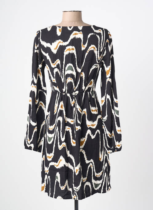 Robe mi-longue imprimé fantaisie manches longues noir LOLA ESPELETA femme