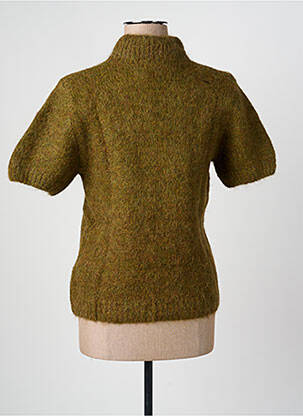 Pull coupe cintrée manches courtes vert GRACE & MILA femme