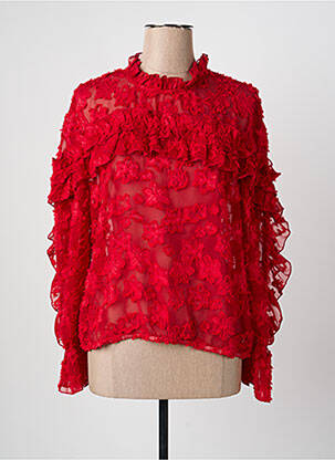 Blouse col rond manches longues rouge ANGE femme