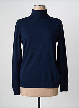 Pull col roulé coupe cintrée manches longues bleu QUATRE VINGT JOURS femme