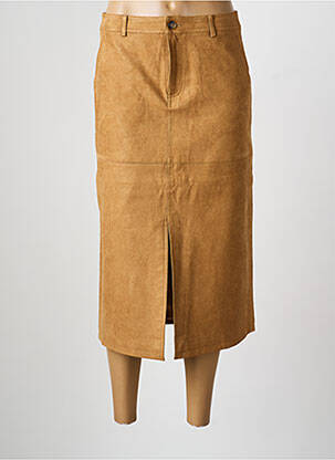 Jupe mi-longue coupe droite marron GRACE & MILA femme