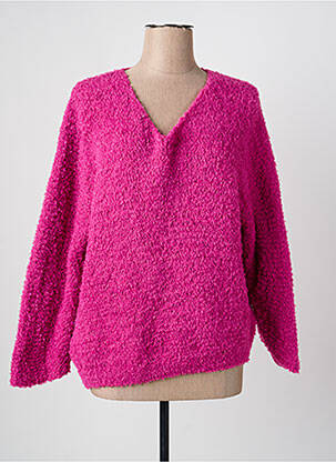 Pull col v manches longues rose QUATRE VINGT JOURS femme
