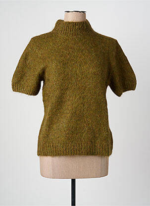Pull coupe cintrée manches courtes vert GRACE & MILA femme