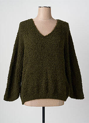 Pull col v manches longues vert QUATRE VINGT JOURS femme