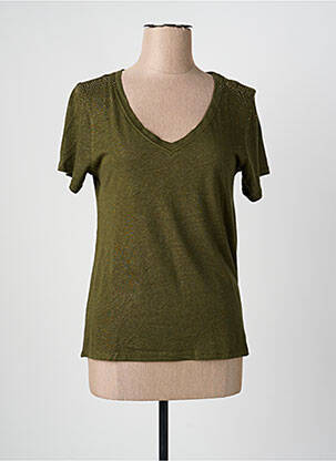 T-shirt col v manches courtes vert FREEMAN T.PORTER femme
