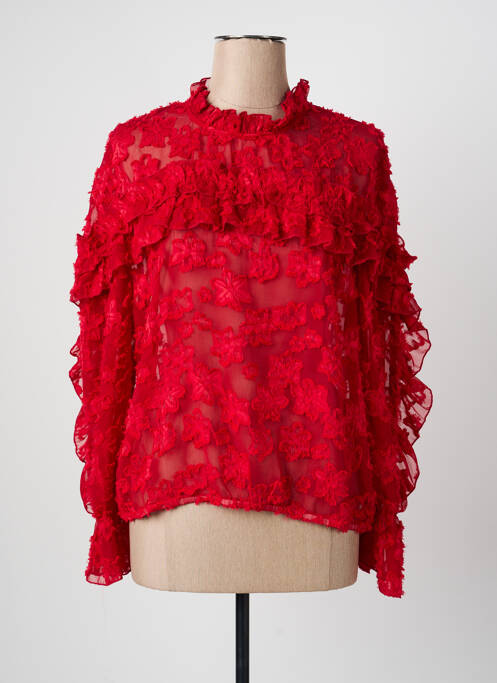 Blouse col rond manches longues rouge ANGE femme