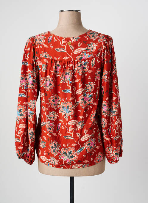 Blouse tissage popeline manches longues rouge LOLA ESPELETA femme