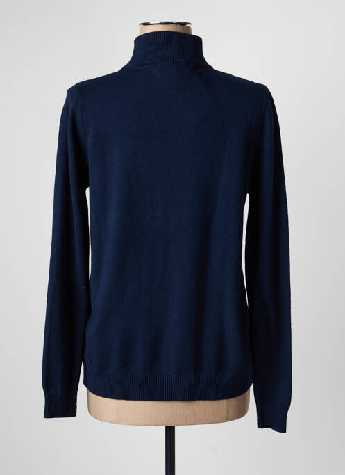 Pull col roulé coupe cintrée manches longues bleu QUATRE VINGT JOURS femme