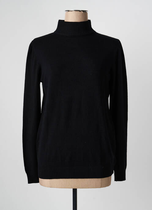 Pull col roulé coupe cintrée manches longues noir QUATRE VINGT JOURS femme