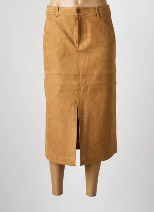 Jupe mi-longue coupe droite marron GRACE & MILA femme