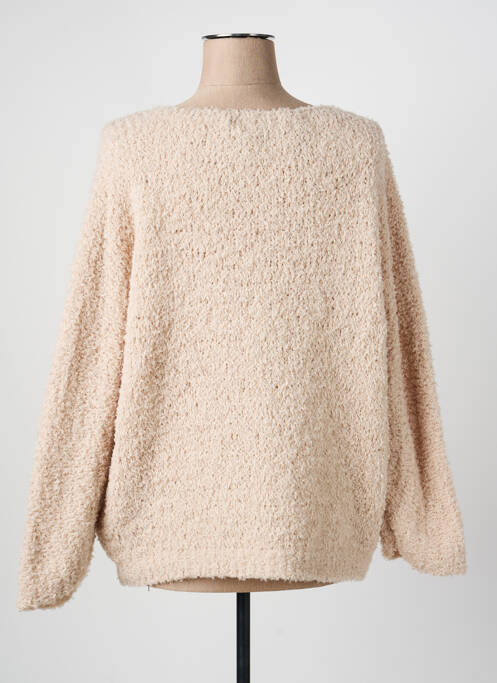 Pull col v manches longues beige QUATRE VINGT JOURS femme