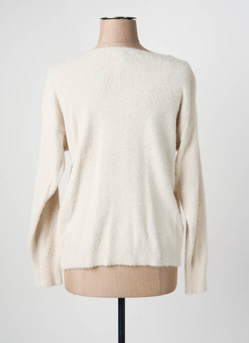 Pull col v manches longues beige QUATRE VINGT JOURS femme
