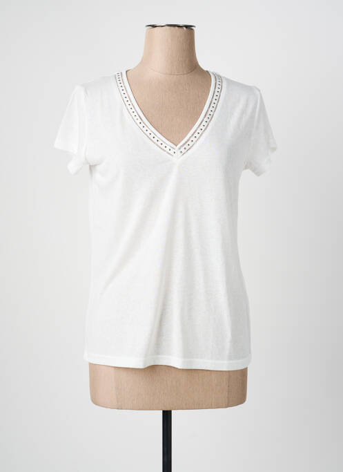 T-shirt col v manches courtes blanc FREEMAN T.PORTER femme