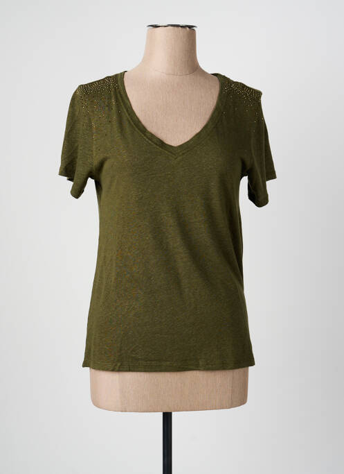 T-shirt col v manches courtes vert FREEMAN T.PORTER femme