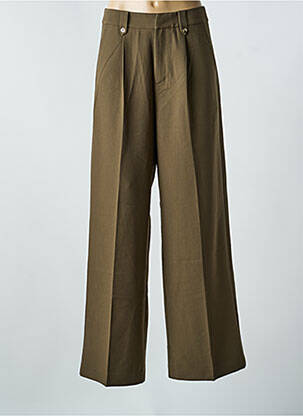 Pantalon large tissage popeline taille normale vert GRACE & MILA femme