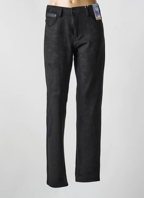 Pantalon droit stretch taille normale noir QUATRE VINGT JOURS femme