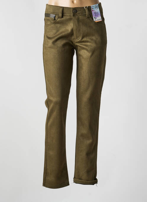 Pantalon droit stretch taille normale vert QUATRE VINGT JOURS femme