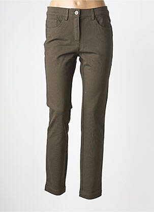 Pantalon slim tissage popeline taille normale vert STARK femme