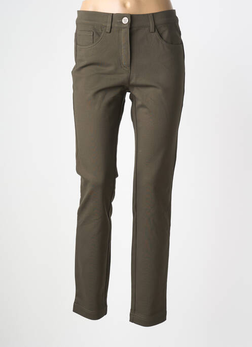 Pantalon slim tissage popeline taille normale vert STARK femme