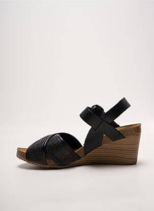 Sandales/nu pieds tissage satiné talon de 7 à 9cm noir KICKERS femme