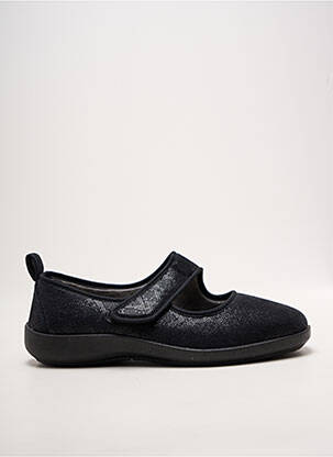 Chaussons/pantoufles tissage satiné talon plat jusqu'à 3cm noir FARGEOT femme