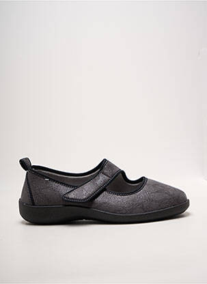 Chaussons/pantoufles tissage satiné talon plat jusqu'à 3cm gris FARGEOT femme