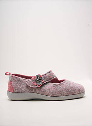 Chaussons/pantoufles fermeture scratch talon plat jusqu'à 3cm rose FARGEOT femme