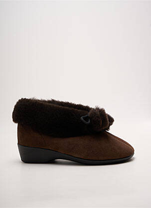 Chaussons/pantoufles bout rond talon plat jusqu'à 3cm marron LADY femme