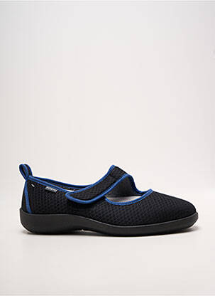 Chaussons/pantoufles fermeture scratch talon plat jusqu'à 3cm noir FARGEOT femme