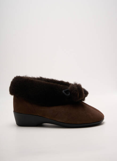 Chaussons/pantoufles bout rond talon plat jusqu'à 3cm marron LADY femme