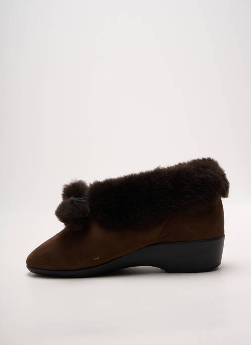 Chaussons/pantoufles bout rond talon plat jusqu'à 3cm marron LADY femme