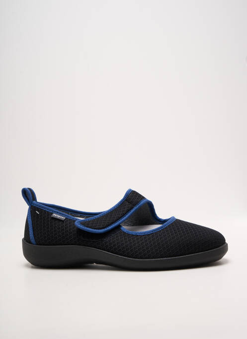 Chaussons/pantoufles fermeture scratch talon plat jusqu'à 3cm noir FARGEOT femme