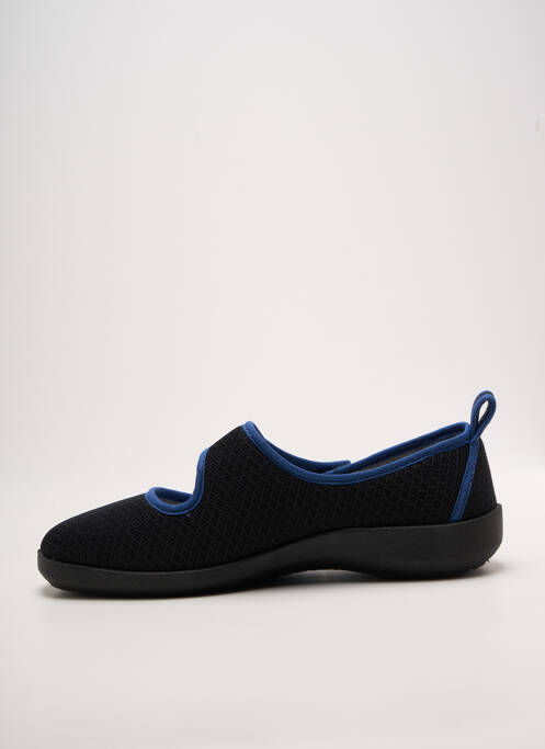 Chaussons/pantoufles fermeture scratch talon plat jusqu'à 3cm noir FARGEOT femme