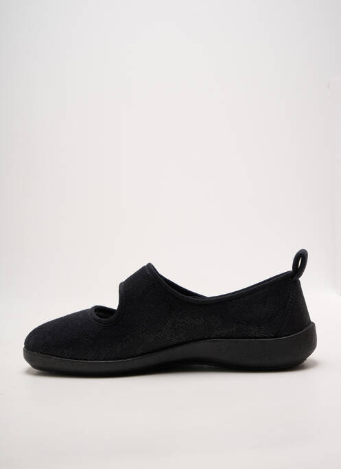 Chaussons/pantoufles tissage satiné talon plat jusqu'à 3cm noir FARGEOT femme