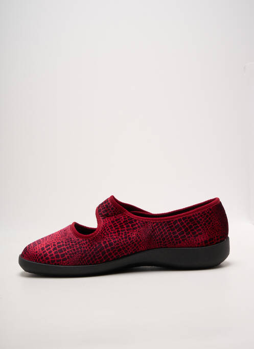 Chaussons/pantoufles fermeture scratch talon plat jusqu'à 3cm rouge FARGEOT femme