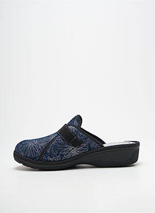 Chaussons/pantoufles tissage satiné talon de 4 à 6cm bleu FARGEOT femme
