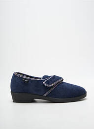 Chaussons/pantoufles fermeture scratch talon plat jusqu'à 3cm bleu FARGEOT femme