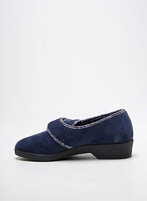 Chaussons/pantoufles fermeture scratch talon plat jusqu'à 3cm bleu FARGEOT femme