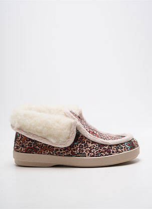 Chaussons/pantoufles tissage velours talon plat jusqu'à 3cm beige FARGEOT femme