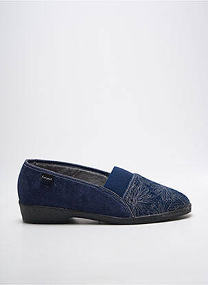Chaussons/pantoufles tissage satiné talon plat jusqu'à 3cm bleu FARGEOT femme