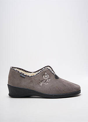 Chaussons/pantoufles bout rond talon de 4 à 6cm gris FARGEOT femme