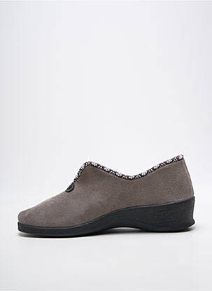 Chaussons/pantoufles bout rond talon de 4 à 6cm gris FARGEOT femme