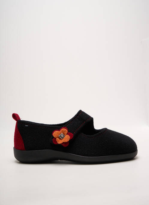 Chaussons/pantoufles fermeture scratch talon plat jusqu'à 3cm noir FARGEOT femme
