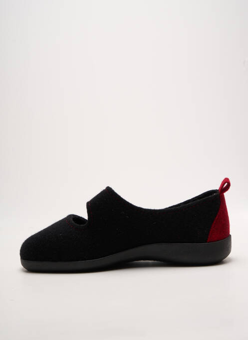 Chaussons/pantoufles fermeture scratch talon plat jusqu'à 3cm noir FARGEOT femme